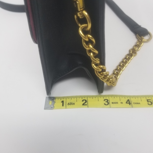 Like Dreams Burgundy Black and Gold Studded Crossbody Detachable Chain Strap Bag - Picture 8 of 10